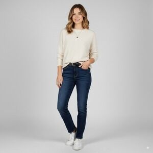 Betabrand Women's Dark Wash Denim Jeans Size S Straight‎ Leg Casual Pants